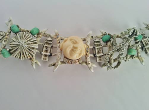 HAR vintage White Chinaman & Dragon bracelet, 1960, American